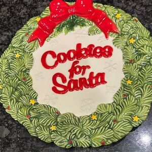 Raz Imports Wreath Plate with Red Bow and Green Accents cookies for Santa